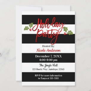 Red Foil Sleek Shine Modern Script Holiday Party Einladung