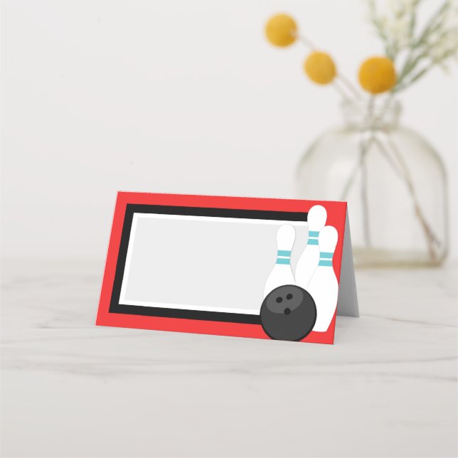 Red Folding Bowling Label oder Platzkarten (Vorderseite)