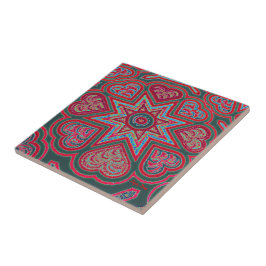 Red Folk Art HeartsTrivet/Tile Fliese