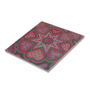 Red Folk Art HeartsTrivet/Tile Fliese