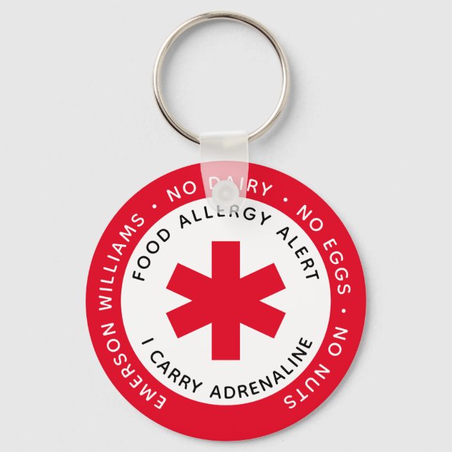 Red Food Allergy Alert Schlüsselanhänger (Vorderseite)
