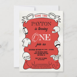 Red Football 1Hand gezeichnet Geburtstag Einladung