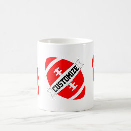 Red Football Coach oder Fan Custom Team Name Tasse