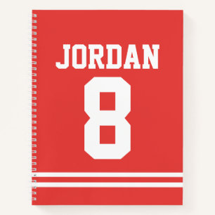 Red Football Jersey mit Individuelle Name und Anza Notizbuch
