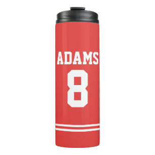 Red Football Jersey mit Individuelle Name und Anza Thermosbecher