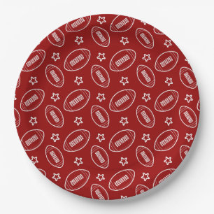 Red Football Sports Patterns Game Day Party Pappteller