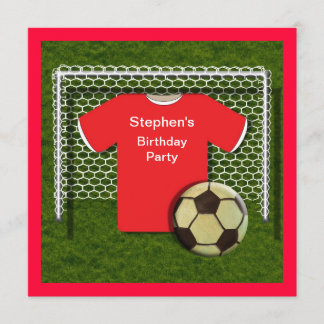 Red Football Theme Boys Geburtstagsparty Einladung