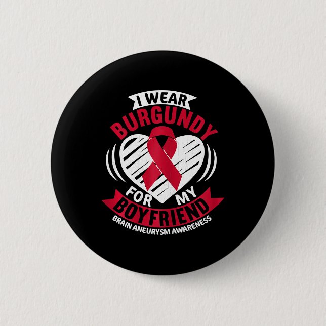 Red for Boyfriend Brain Aneurysm Awareness Graphic Button (Vorderseite)