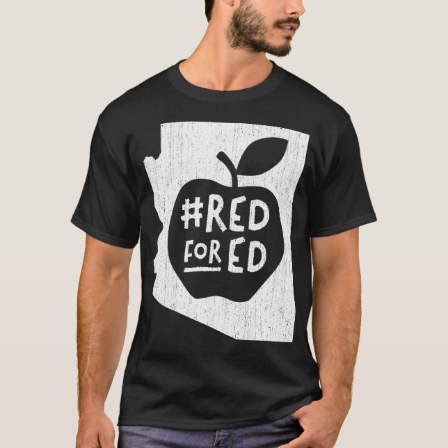 Red for Ed  Arizona Teacher Apple Chalk Rough  T-Shirt (Vorderseite)
