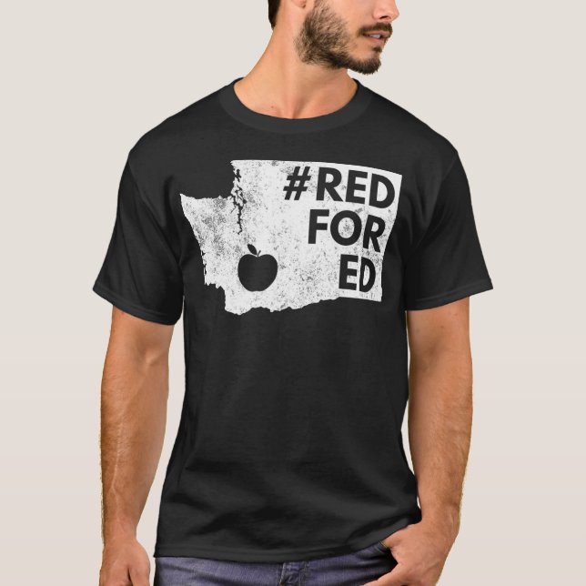 Red For Ed Washington Teacher Public Education T-Shirt (Vorderseite)
