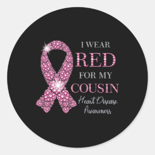 Red for My Cousin Red Ribbon Heart Disease Aw Runder Aufkleber