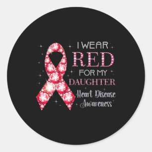 Red for my Daughter Heart Disease Awareness Runder Aufkleber