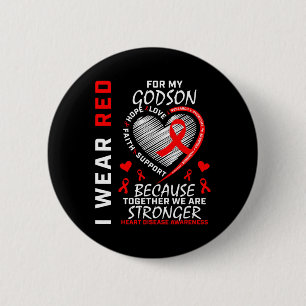 Red for My Godson Heart Disease Awareness Rib Button