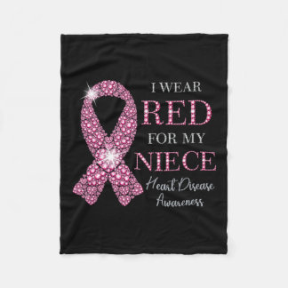 Red for My Niece Red Ribbon Heart Disease Awa Fleecedecke