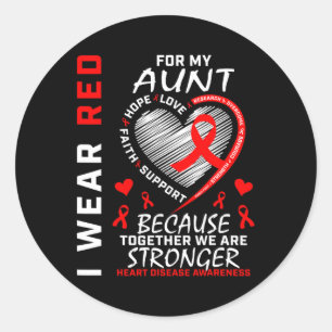 Red for My Tante Heart Disease Awareness Ribbo Runder Aufkleber
