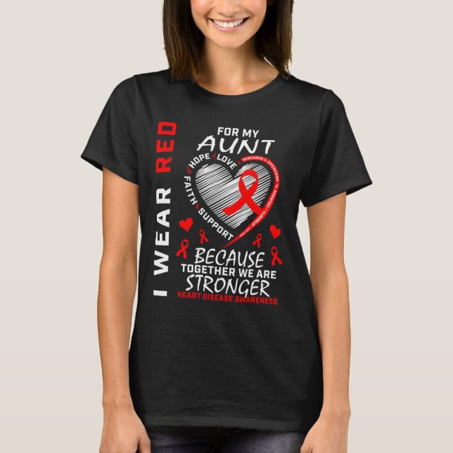 Red for My Tante Heart Disease Awareness Ribbo T-Shirt (Vorderseite)