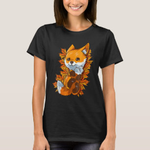 Red Forest Fox Baby Animal Herbst Herbstlaube T-Shirt