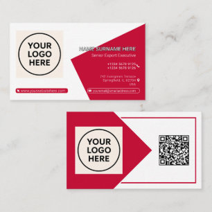 Red Formal QR Code Beruflich Corporate Modern Visitenkarte