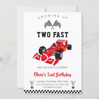 Red Formula One Racing Car Geburtstag Einladung