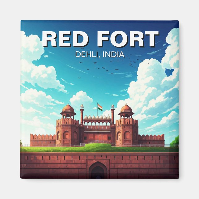 Red Fort Dehli India Travel Souvenir Magnet (Vorne)