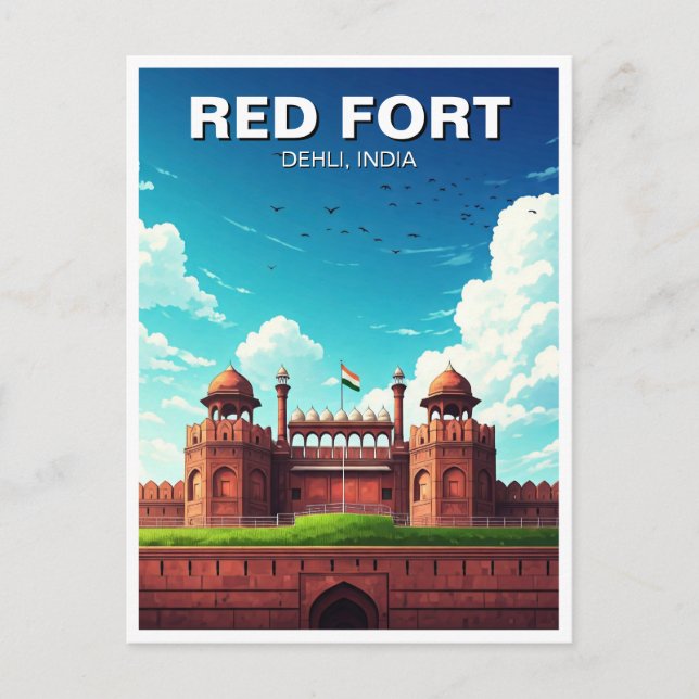 Red Fort Dehli India Travel Souvenir Postkarte (Vorderseite)