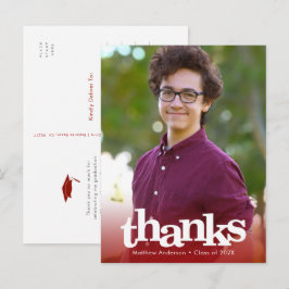 Red Foto Abschluss fett Typografie danke Postkarte