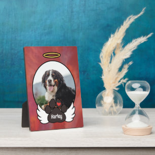 Red Foto Angel Wings Paw Name Dog Memorial Fotoplatte