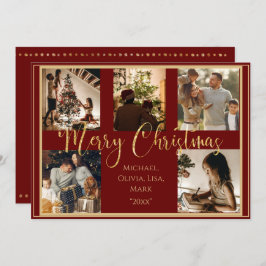 Red Foto Frohe Weihnachts Gold Script Weihnachtska Feiertagskarte