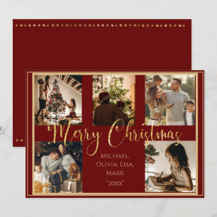 Red Foto Frohe Weihnachts Gold Script Weihnachtska Feiertagskarte