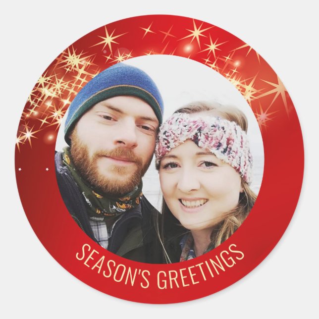 Red Foto Saison Classic Round Sticker (Vorderseite)
