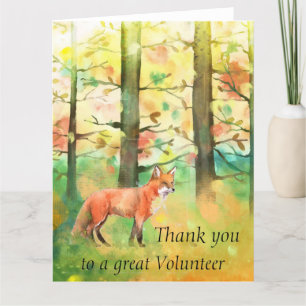 Red Fox Animal Autumn Fall Trees Thanks Volunteer Dankeskarte