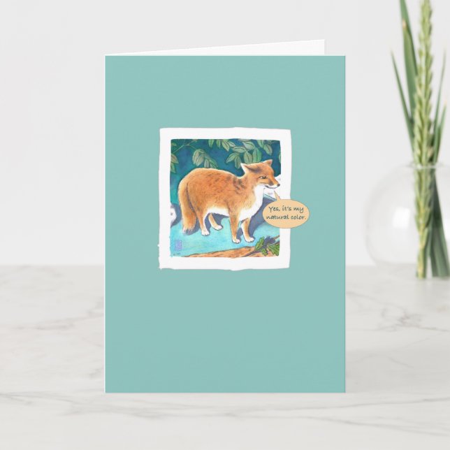 Red Fox auf Aquamarin von Redhead Birthday Karte (Vorderseite)