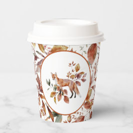 Red Fox Autumn Herbstlaubs Pattern Pappbecher