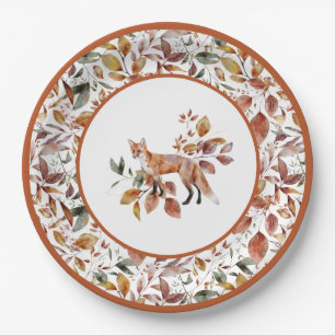 Red Fox Autumn Herbstlaubs Pattern Pappteller