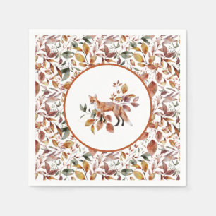 Red Fox Autumn Herbstlaubs Pattern Serviette