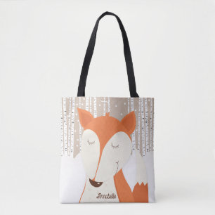 Red Fox Birch Tree Winter Woodland