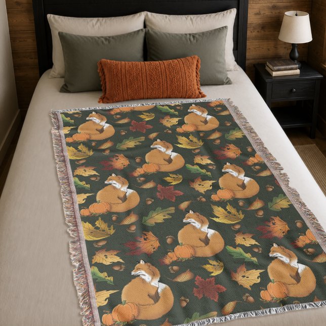 Red Fox Blätter Acorn Green Decke (Von Creator hochgeladen)