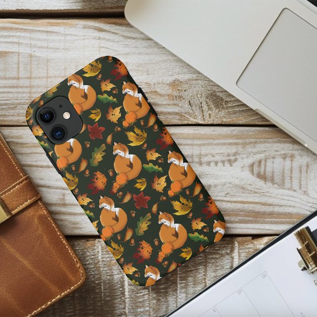 Red Fox Blätter Acorns Green Case-Mate iPhone Hülle (Von Creator hochgeladen)