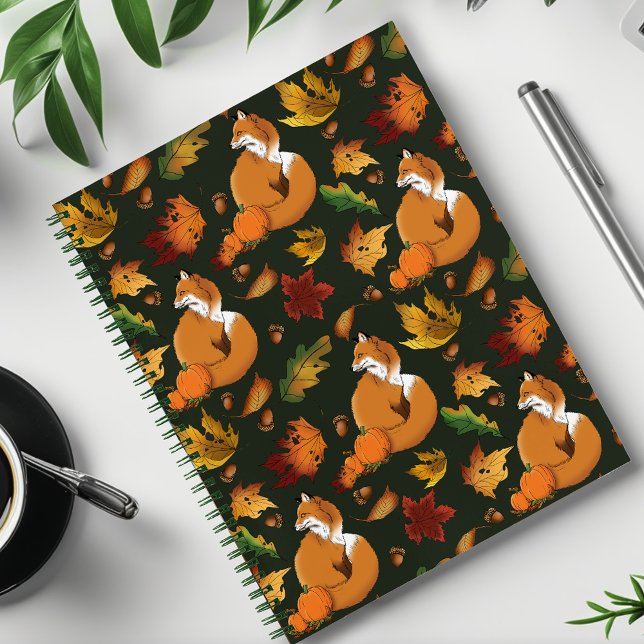 Red Fox Blätter Acorns Green Notizbuch (Von Creator hochgeladen)