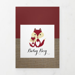 Red Fox Burlap, 5 Foto Collage Baby Birth Dreifach Gefaltete Ankündigung