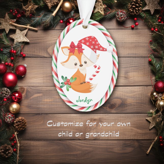 Red Fox Candy Cane Frame Kids Ornament (Von Creator hochgeladen)