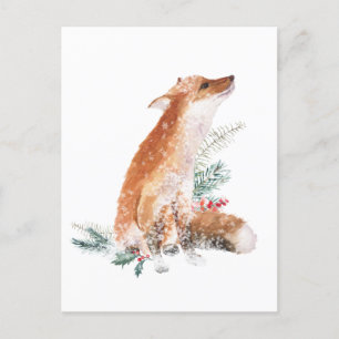Red Fox Christmas Winter Woodland Scene Postkarte