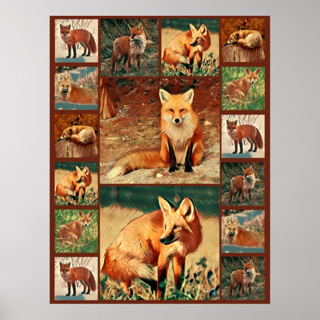 Red Fox Collage Poster (Vorne)