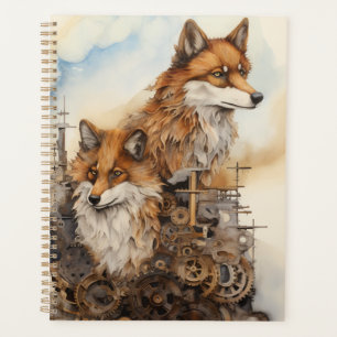 Red fox Couple Steampunk Wasserfarbe 3 Planer