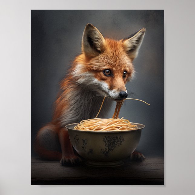 Red Fox Eating Spaghetti Poster (Vorne)