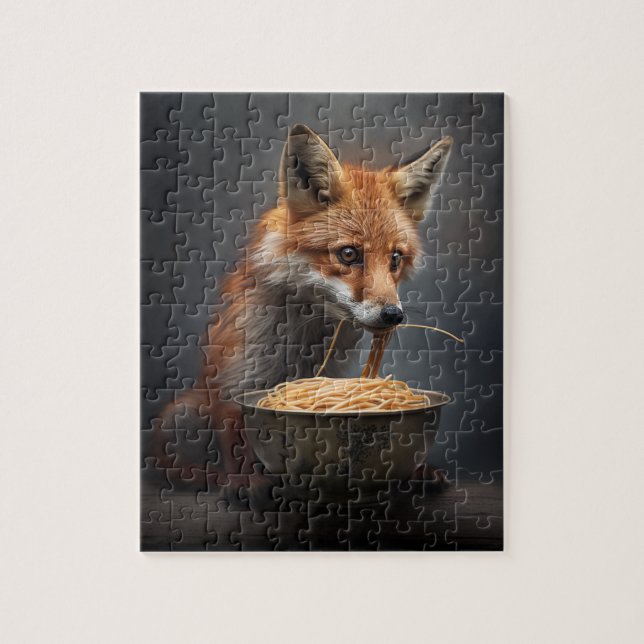 Red Fox Eating Spaghetti Puzzle (Vertikal)