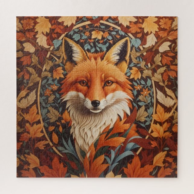 Red Fox Face saisonale Herbstlaub Puzzle (Vertikal)