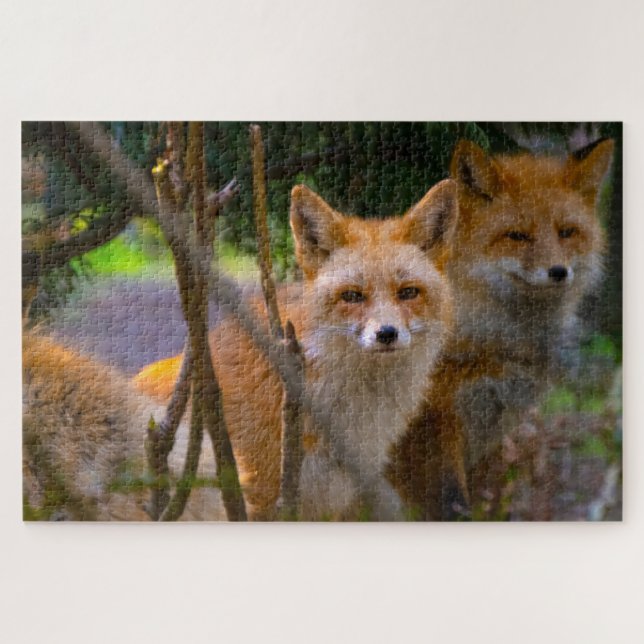 Red Fox Familie fordert die Natur lange Puzzle (Horizontal)