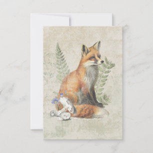 Red Fox Fern Pilz Wald Natur Mitteilungskarte