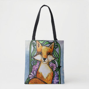 Red Fox Floral Nature Art
